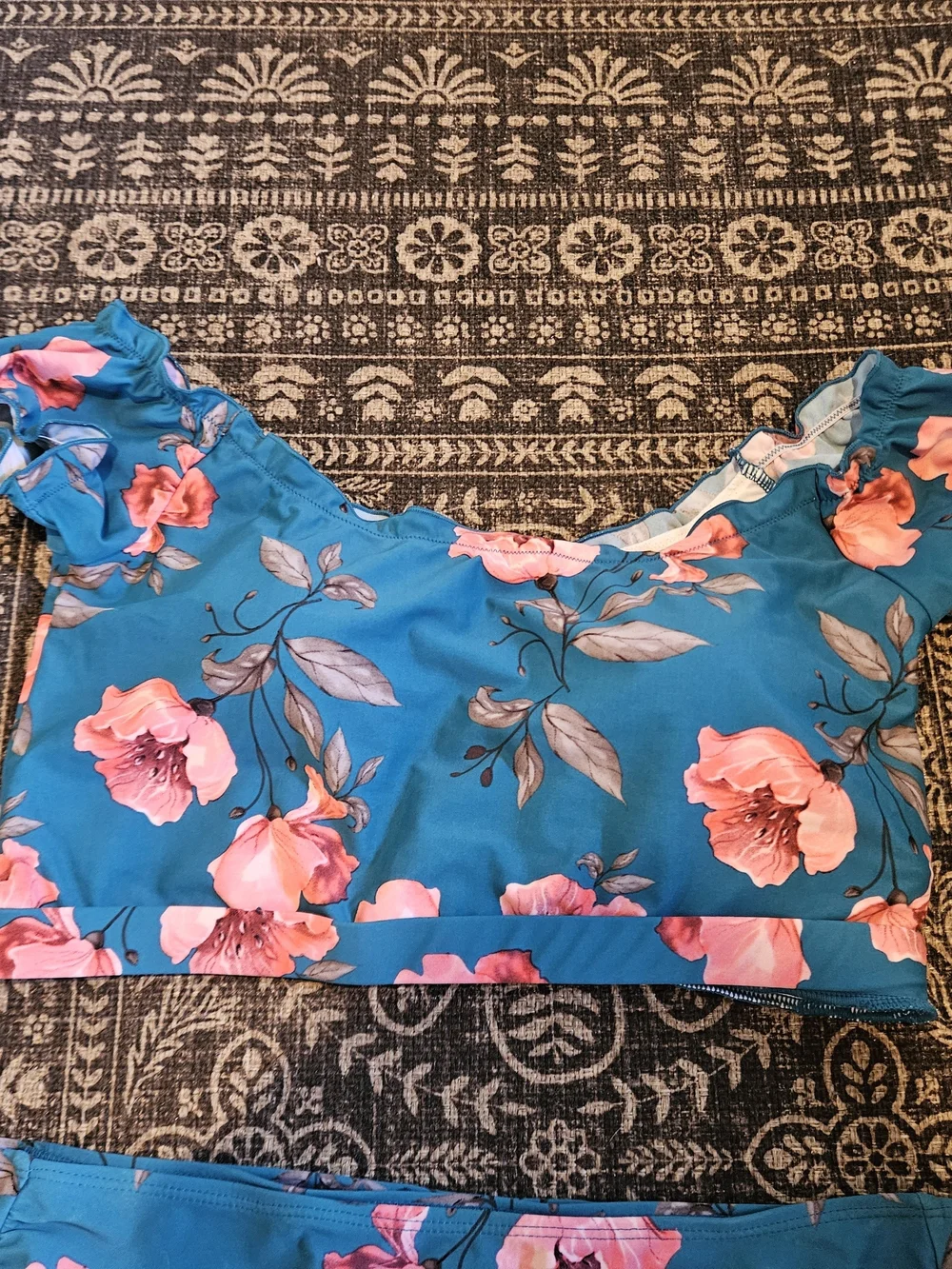 Coral Reef Two-Piece Bikini Set with Pink Floral Print